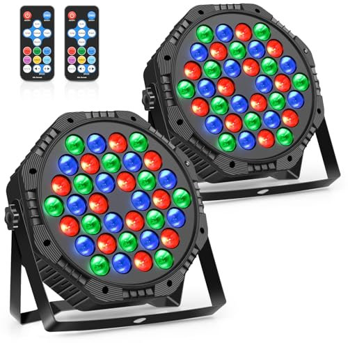 LED Par Strahler RGB Scheinwerfer Discolicht Partylicht für Stage DJ Disco Party Hochzeit Halloween Weihnachten, 2er Set