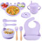 Coffret set Repas Bébé avec Cuillère Bébé 1er Âge, Assiette Ventouse Compartiment, Couverts Apprentissage, Bol Bébé et Gobelet Enfant - Vaisselle Essentielle pour Repas Sympas