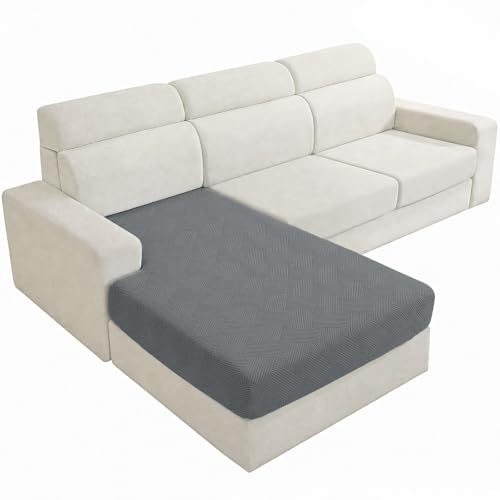YSTELLAA Funda Asiento Sofa, Chaise Longue, Gris Claro | Funda Cojin Sofa Alta Elástica, Protector De Cojín para Muebles Separado, Ajustable, Lavable, Antideslizante
