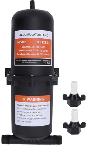 Accumulator Tank, 1L Constant Pressure Tank for RV Boat Travel Trailer Caravan, 125psi Pressure Tank, Ensures Smooth Water Flow, 1/2 Inch MNPT