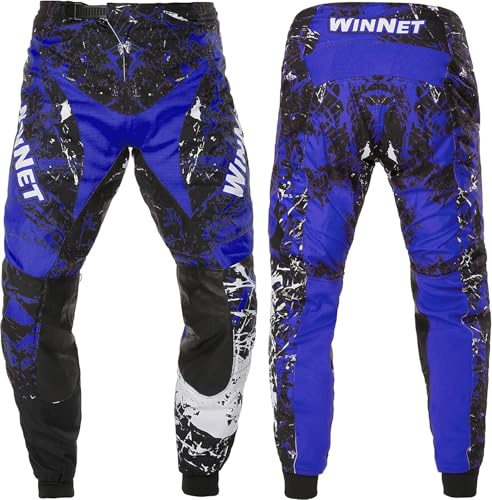 WinNet Pantaloni Bimbo Bambino Moto Cross Fuori Strada Enduro 4 6 8 10 12 Anni Mini Quad Motocross Calzoni Fuoristrada MX (IT, età, 6 Anni, Regular, Blu)