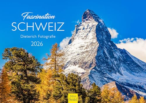 Edition Seidel Premium kalender fascination Schweiz 2026 format DIN A3 väggkalender Europa Genève Tessin Wallis Thurgau berg landskap natur sjö Werner Dieterich