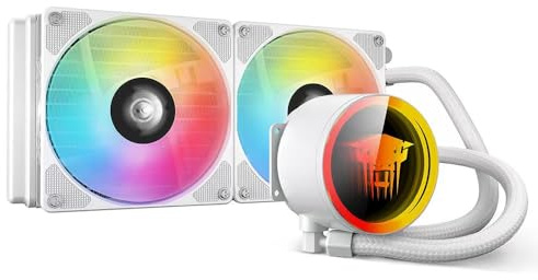 TZMRIT TK1 färgglatt ljus Aio vattenkylning CPU kylare 800-1800 RPM PWM-fläkt, för LGA115X/1200/1700/1366/2011/2066, för FM2/FM2+/AM3+/AM4/AM5 (240WH)