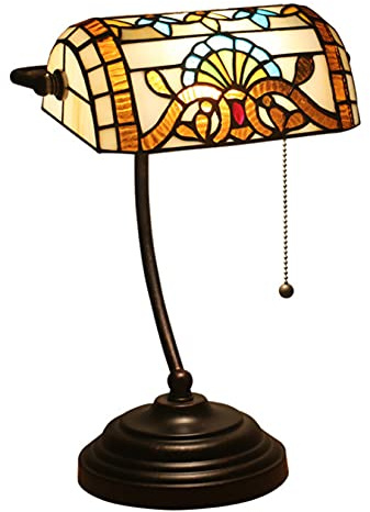 YRYRYW Stile Bankers barocchi Lampada macchiata in Vetro Luci da Tavolo Vintage Lampada per Pianoforte Fatti a Mano con Base in Lega di Zinco per la Lettura della Barra di Studio del Bar Household