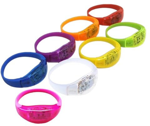 TFAOYS Set di 8 braccialetti luminosi con vibrazioni, per eventi di danza e feste al neon per controllo del suono