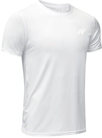 MEETWEE Sportshirt Herren, Laufshirt Kurzarm Mesh Funktionsshirt Atmungsaktiv Kurzarmshirt Sports Shirt Trainingsshirt für Männer, Weiß, M