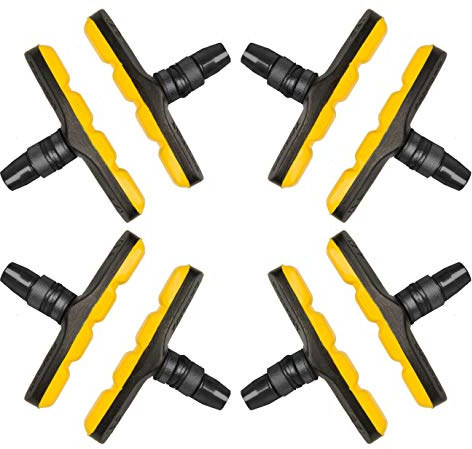 P4B | V-Brake Bremsschuhe | Mit gelben Bremsbelägen | Kompatible mit AVID®/ ALHONGA®/ Cane Creek®/ Clarks®/ CONTEC®/ MAGURA®/ PROMAX®/ Shimano®/ SRAM®/ TEKTRO®/ XLC®/ SACCON® (B) 8X Bremsschuhe