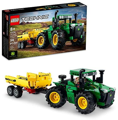 LEGO Technic John Deere 9620R 4WD Tractor Toy with Tipping Trailer, Classic Style Farm Toys for Kids, Boys & Girls 8 Plus Years Old, Collectible Model Building Set 42136