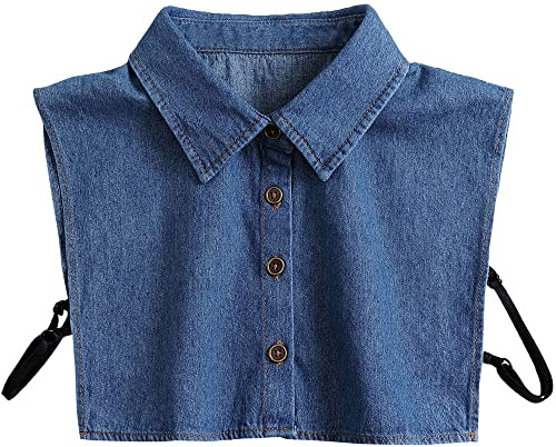 LoudSung False Collar Detachable Half Shirt Blouse Fake Collar Denim Elegant for Women Girls