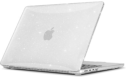 TECOOL Hülle Kompatibel mit MacBook Pro 14 Zoll mit M4 M3 M2 M1 Pro/Max 2021-2024 (A3401 A3185 A3112 A2992 A2918 A2779 A2442), Ultradünne Schutzhülle Hartschale Case, Glitzer Klar
