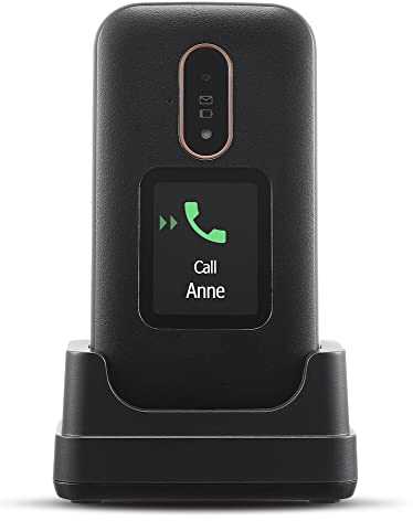 Doro 6880 4G Unlocked Flip Mobile Phone for Seniors with Talking Number Keys, External Display, Assistance Button and Charging Cradle [UK and Irish Version]