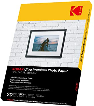 KODAK Ultra Premium Kodak glänzend fotopapier, 280 g/m2, 20 Blatt für Tintenstrahldrucker, 13 x 18，20 blatt photopapier Fotokarten Photokarten Sofort Trocken Wasserfest Hochweiß fotoblätter