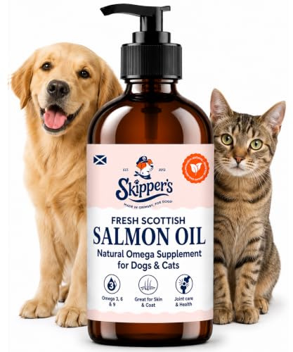 SKIPPER'S 500ml Scottish Salmon Oil for Dogs & Cats, 100% Pure Omega 3 6 9 | Suitable for dogs, cats, horses and ferrets, supports skin, coat, brain, joints and immune health