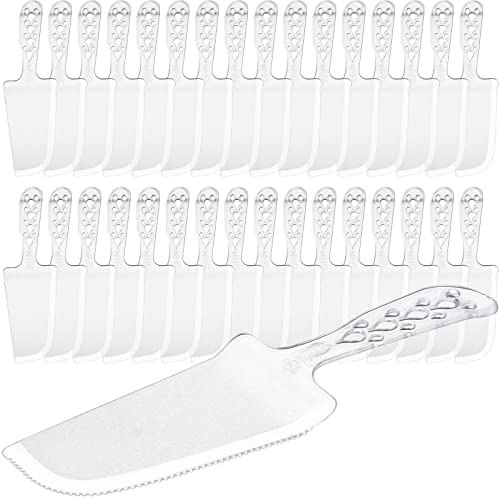 50 PCS Disposable Cake Cutter and Server - Clear Plastic, 8x2.3 In, for Pie, Tart, Pizza, Pastry, Baking