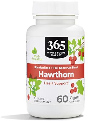 365 by Whole Foods Market, Hawthorn Standardized + Full Spectrum Blend, Heart Support, Vegan Capsules, 60 Count