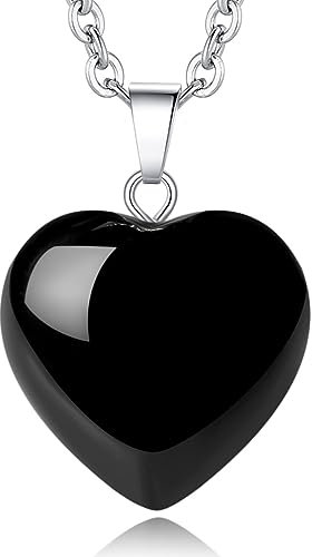XIANNVXI Black Necklaces for Women Crystal Necklaces for Women Black Obsidian Necklace Healing Gemstone Pendant Heart Necklace Ladies Necklace Jewellery
