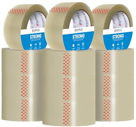 UK SUPPLIES LIMITED 12 Rolls LOW NOISE Premium Clear Packaging Tape (All Pack Sizes) 48MM X 66M Extra Strong Secure Sticky Adhesive Durable Parcel Sealing Tape for Packing Boxes & Moving Houses