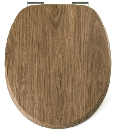 AWD interior WC Sitz mit Absenkautomatik, Toilettendeckel mit Absenkautomatik, MDF Toilettendeckel Holzoptik, Universeller Toilettensitz für WC – Passend für Roca, Kolo, Cersanit