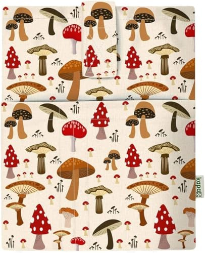 Bokomslag – Bokskydd för pocketbok, tvättbart tyg, vattentätt, bokskydd, skyddande omslag för surfplatta, för vuxna, presentidé (MUSHROOM XL)