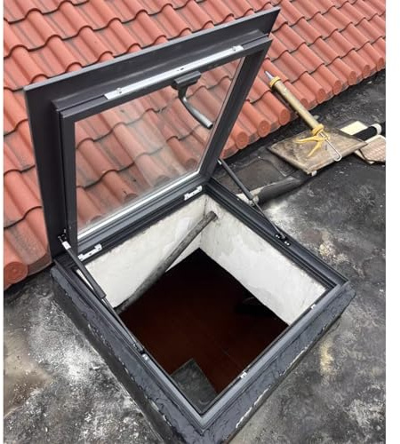 Botola Da Tetto Grande finestra da tetto e lucernario, portello di accesso al tetto della soffitta per impieghi gravosi con vetro temperato a doppio strato, copertura del pozzetto della finestra(75x55