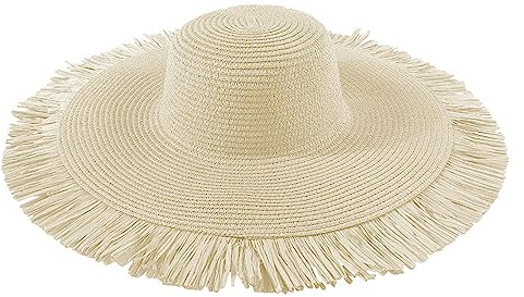 Chapeau de soleil bohème pour femme - Chapeau de soleil d'été avec grand bord - Décontracté - Vacances - Chapeau de plage tissé - Chapeau de paille - Chapeau de soleil pour enfant et fille