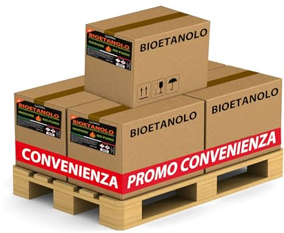 SOLEILUX 100LT Bioetanolo combustibile per stufe Bio 20 Taniche da 5lt - inodore no fumo naturale no zolfo