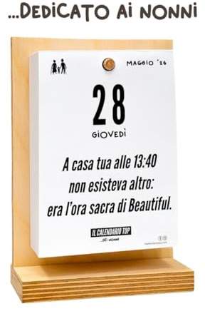 Il Calendario Top dedicato ai NONNI - 2026 - frasi che celebrano l’amore e la saggezza dei nonni | Con Sostegno in Legno | In Confezione Regalo | cm 10x14 | Made in Italy