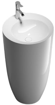 Lavabo sur pied Lavabo monobloc moderne en porcelaine blanche avec robinet et kit de vidange