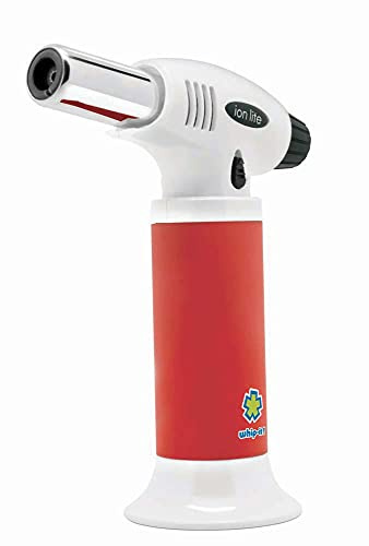 Whip-It! Ion Lite Torch, Red & White. Butane Torch Lighter, Refillable Cooking Torch with Adjustable Flame, Safety Lock for Soldering, Kitchen, Welding