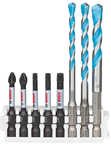 Bosch Profesional Set de 8 Puntas de atornillar Control y Brocas Multiuso Pick and Click, Accesorio para Taladro de Impacto, Small