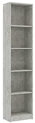 vidaXL Libreria a 5 Ripiani Grigio Cemento 40x24x175 cm in Truciolato