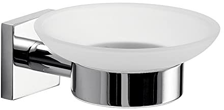 Gedy Manila Porta Sapone, Colore Cromo, Componenti Realizzati in Acciaio Inox 304, Cromall e Vetro Satinato, Garanzia 15 Anni, Misure 5,4 x 10,8 x 12,9 CM e Peso 0,1 kg, Design R&S