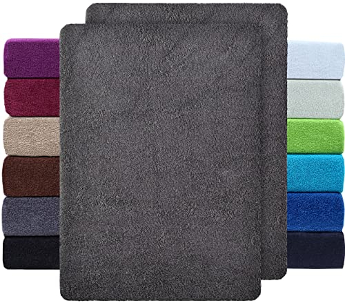 NatureMark 2er Pack FROTTEE Spannbettlaken, Spannbetttuch für kuschelig weiche Nächte, in viele Größen und Farben erhältlich | 140x200 cm - 160x200 cm - Anthrazit grau