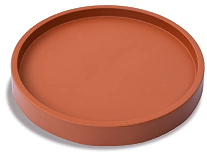 Prime Garden® CONCAVE - Plataforma Redonda para Plantas, Resistente a la Intemperie y al Aire Libre, con Ruedas, Ayuda para el Transporte de Plantas, Soporte para macetas (Ø 37 cm, Terracota)