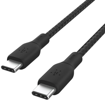 Belkin USB Type C to C Cable, 100W Power Delivery USB-IF Certified 2.0 USB C Charger Cable with Double Braided Nylon Exterior for iPhone 16, 15, iPad, MacBook, Galaxy, Pixel and More -2 m, black