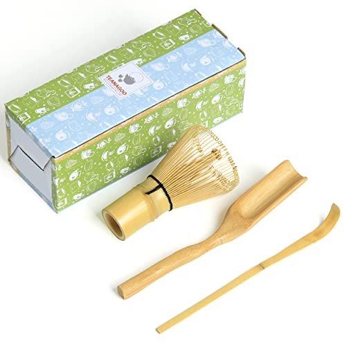 TEANAGOO Matcha Set| MatchaBesen Matcha-Zubehör, Matcha-Whisk(Chasen), traditionelle Schaufel (Chashaku), Teelöffel, Schneebesenhalter, I5, Das perfekte Set für die Zubereitung einer Tasse Matcha.