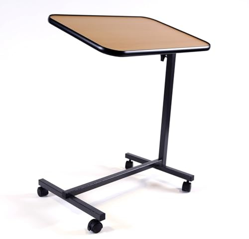 HMS-Vilgo Table de lit d'alité TA3909 - piètement en H, Grand Plateau 60x40cm réglable - 2 roulettes à Freins