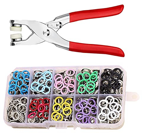 Eowppue Druckknopf Set Mit Zange 100 Stück 9,5 Mm Druckknöpfe Mit Zange Druckknöpfe Ohne Nähen Druckknopf Set Mit Zange Für DIY Basteln Kinderbekleidung Kleidung Taschen Starter Set