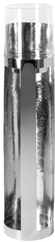 Fink Boden-Windlicht 88 cm vernickelte Kerzen-Säule gehämmert mit Glas
