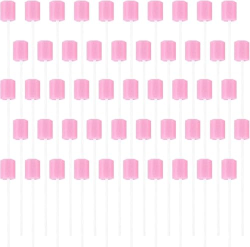 100 Piezas Esponjas de Boca,Diente Limpieza Hisopos,Hisopos Orales Desechables,Oral Cuidado Esponjas,Cuidado Oral Diario y Necesidades Familiares para Adultos,Niños o Mascotas (Rosa)