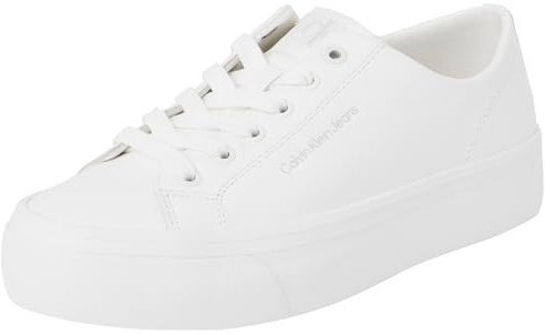 Calvin Klein Damen Vulcanized Sneaker Flatform Low aus Leder, Weiß (Triple Bright White), 39