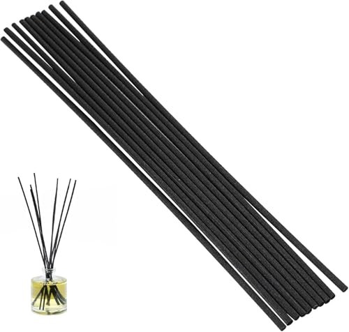 Reed Diffuser Sticks 30 CM Black Fibre Oil Aroma Diffuser Natural Wood Rattan Essential Oil Extra Long 4 mm Thick Replacement Refill for Spa Bedroom Home Office