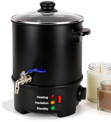 Cire Bougie Fonder 6L, Fondoir à Cire 1000W pour Fabrication de Bougies, Avec Eobinet et Régulateur de Température