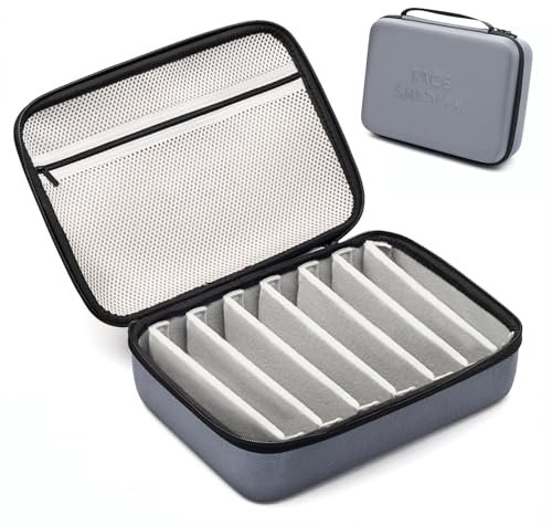 Face Shadow Hard EVA Travel Sunglasses Organizer Case, Adjustable Slot for Multiple Pairs, Portable Eyeglasses Storage Box for Men Women-7 Slots