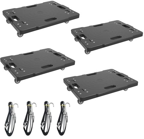 FIVMEN Lot de 4 planches à roulettes de transport - 52 x 39 cm - Modulaires - Épissables - Avec roulettes pivotantes à 360° - Aide au transport de meubles - Charge maximale : 150 kg