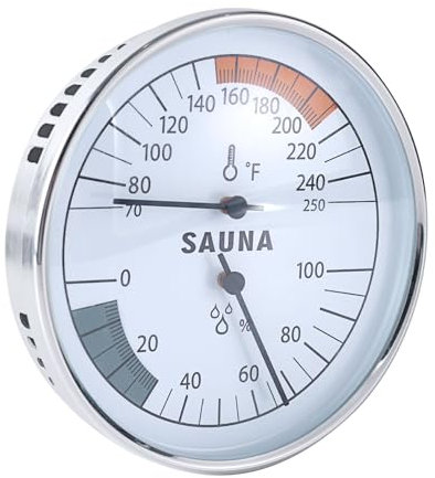 Tinoaly Thermomètre et Hygromètre de Sauna 2 en 1, Thermomètre Sauna Fahrenheit Moniteur d'Humidité et de Température Intérieure pour Hammam Infrarouge Salle Bain Spa
