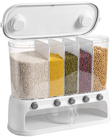 Contenitori Di Cereali Conservazione - Bucket Distributore Di Cereali a Parete Di Grande Capacità | Dispartimenti Multi -Avvolgimento Del Distributore Di Cibi a Secco | Accessorio per Cucina Organizza