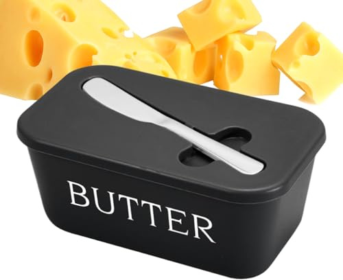 Renchey Beurrier avec Couvercle - Plat à Beurre avec Couvercle,Boîte Hermétique Pour Fromage Avec Couteau À Fromage Pour Usage Polyvalent À La Maison En Cuisine Pour La Cuisson La Pâtisserie Le