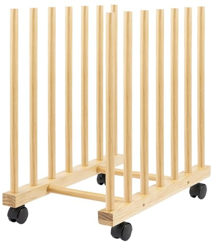 GreenWhim Wooden Art Canvas Storage Rack with Wheels – Mobile Stand for Canvases, Drawing Boards, Prints and Framed Artwork