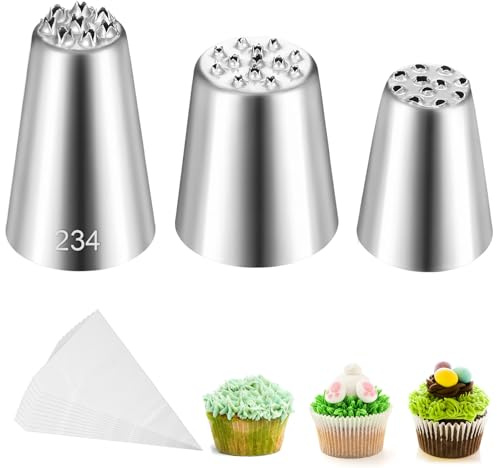 3 st glasyrspetsar med 10 st påsar, gräspips, professionella glasyrspetsar för tårtdekoration bakning kakor bakverk muffins bakverk
